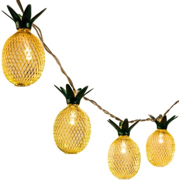 10ft 10 LED Pineapple Shaped String Lights, Battery Operated Fairy Lights for Patio Home Wedding Party Bedroom Birthday Hawaiian Tropical Tiki Decoration (Warm White)