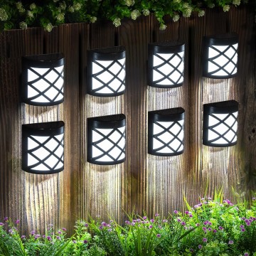 8 Pack Solar Fence Lights, Solar Deck Lights, Waterproof Auto Decorative Outdoor Solar Wall Lights for Deck, Patio, Stairs, Yard, Path and Driveway (Cold White)