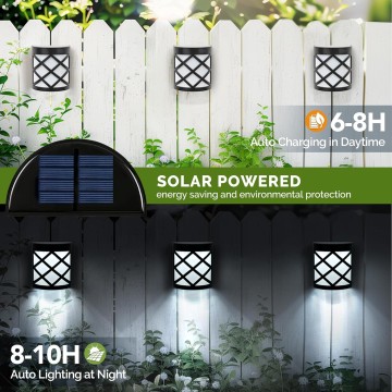 8 Pack Solar Fence Lights, Solar Deck Lights, Waterproof Auto Decorative Outdoor Solar Wall Lights for Deck, Patio, Stairs, Yard, Path and Driveway (Cold White)