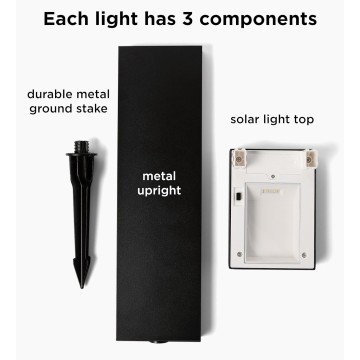 Set of 2 Modern Solar Black Metal Outdoor L-Shaped Path Lights with Bright LED, Solid Metal Aluminum Groundstake