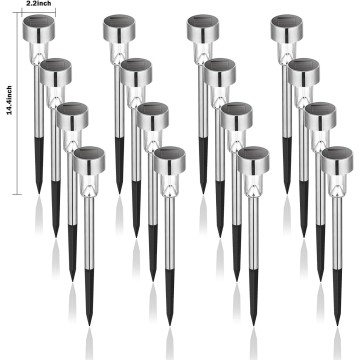 16 Pack Solar Pathway Lights, Solar Landscape Lights Outdoor Waterproof & Auto On/Off, Stainless Steel Solar Powered Garden Lights for Yard, Lawn, Patio, Path, Walkway or Driveway Cold White