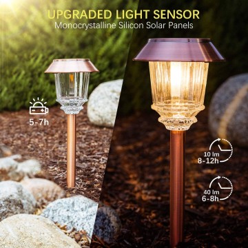 Solar Pathway Lights - Solar Lights Outdoor Waterproof IP65, 10-40 LM Dimmable Auto On/Off Outdoor Solar Lights Yard Garden Walkway Driveway