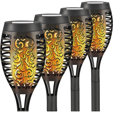 4 Pack Solar Torch Light with Flickering Flame, Outdoor Waterproof Solar Garden Stake Lights Decorations, Solar Torch Landscape Path Lights for Garden Decor, Yard, Porch