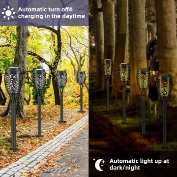 4 Pack Solar Torch Light with Flickering Flame, Outdoor Waterproof Solar Garden Stake Lights Decorations, Solar Torch Landscape Path Lights for Garden Decor, Yard, Porch