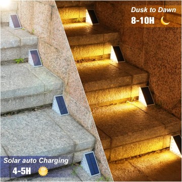 Solar Stair Lights 6 Pack, Solar Step Lights Outdoor Waterproof IP67, LED Outdoor Step Lights, Solar Outdoor Lights Decor for Stair, Deck, Front Step, Front Porch and Patio (Warm White)