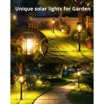 Solar Pathway Lights 8 Pack, Bright Solar Lights Outdoor Waterproof IP65, LED Solar Garden Lights Metal Landscape Lighting for Yard, Path, Driveway