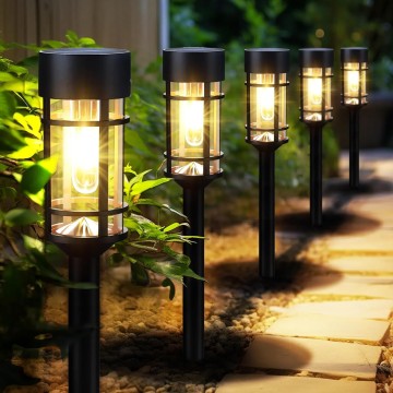 8 Pack Solar Pathway Lights Outdoor, LED Solar Garden Lights Glass Stainless Steel Solar Landscape Lights Up to 12 Hrs Outdoor Solar Lights for Lawn Yard Walkway Driveway