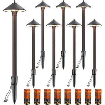 10W Pro Style Light Decorative Pathway Landscape Lights Kit, Low Voltage Path Yard Light 2700K Warm White 8308-9103-08 (8 Pack)