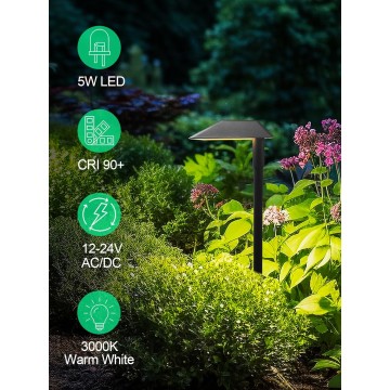 5W Low Voltage Pathway Lights with Connectors 12V Outdoor Landscape Lighting LED Bollard Path Lights Wired IP65 Waterproof Warm White Walkway Lights for Garden Yard Lawn (8 Pack)