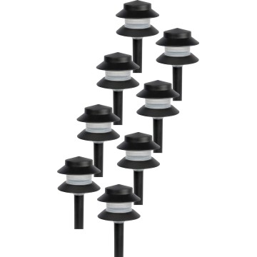 GreenLighting  Low Voltage Landscape Pathway Lights - 2 Tier Outdoor Garden Lights - Easy, Simple Installation - Walkway Lights, Lawn Lights, Landscape Lighting (Black, 8 Pack)