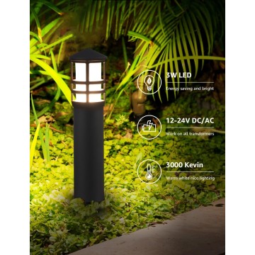 8-Pack Low Voltage Pathway Lights 3W LED Landscape Pathway Lighting 3000K Warm White CRI 90+ Landscape Lights Wired 12-24V Aluminum Bollard Path Lights for Walkway Yard Garden, ETL Listed Cord