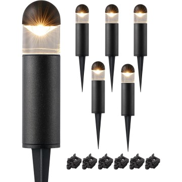 Low Voltage Landscape Lighting, 12V 3W 3000K Warm White, Electric Outdoor Bollard Lights with Connectors, Waterproof LED Pathway Driveway Walkway Lights Wired for Yard Garden, CRI 80, 6 Pack